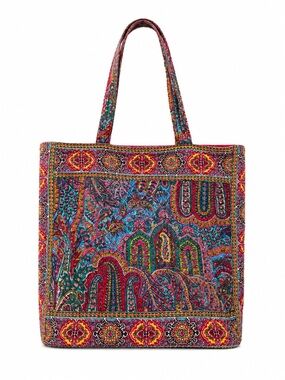 Quilted Paisley Multicolor Shoulder Tote Bag